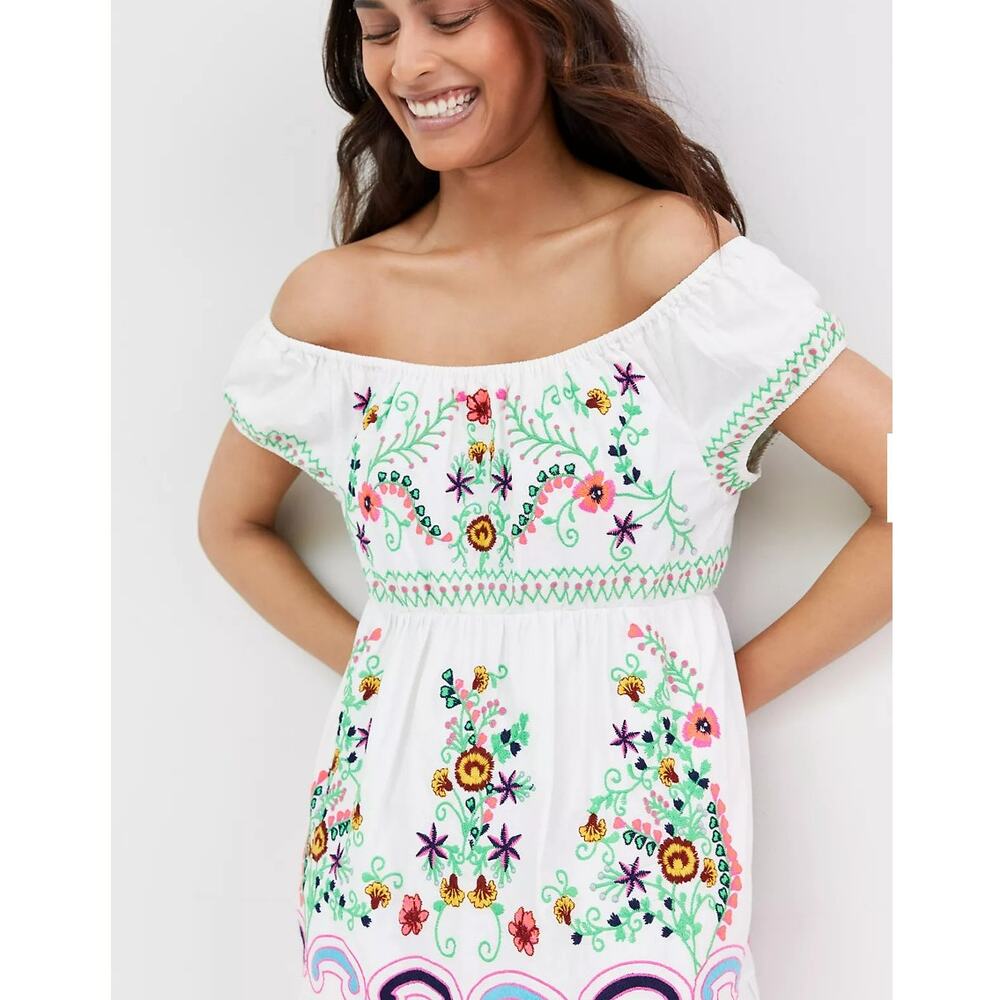 Anthropologie Embroidered Off-The-Shoulder Maxi Dress White Women's Size 1X - Picture 2 of 9